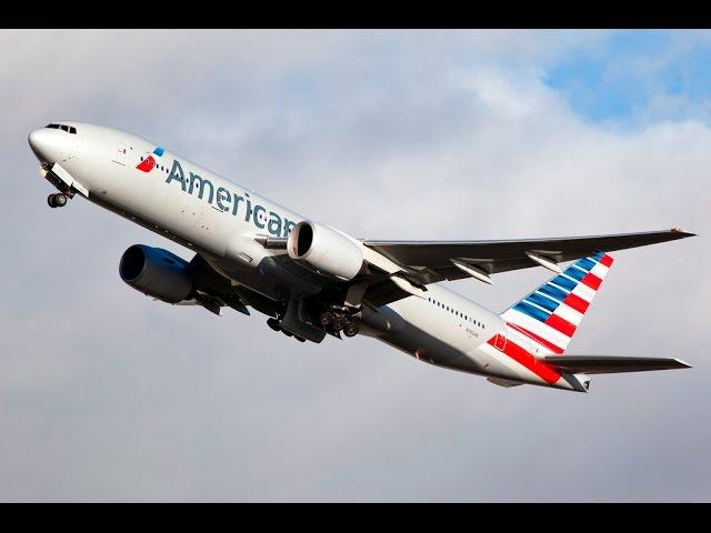 Sydney airport take offs - 2 , AA777, Q380, 'One World' A330, Q747