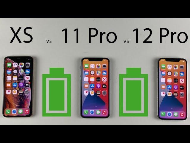 iPhone 12 Pro vs 11 Pro vs XS Battery Life DRAIN Test