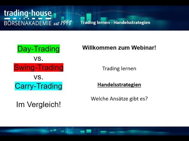 Trading Lernen - Handelsstrategien für Trader  Day-/Swing-/Carry-Trading im Vergleich 