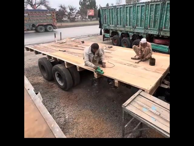 TRUCK WOOD FLOOR and Bed Installation Complete process  #truck #truckrepairshop #short