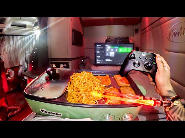 My First Relaxing Overnight Truck Camping w/ my New Xbox & Spicy Ramen on Hotpot