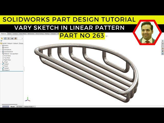 SolidWorks Tutorial: Part Design Using Linear Sketch Pattern with Vary Sketch | Part No 263