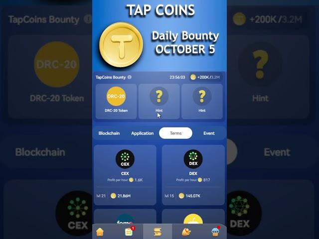 TAP Coins Daily Combo Bounty, October 5, TapCoin Today