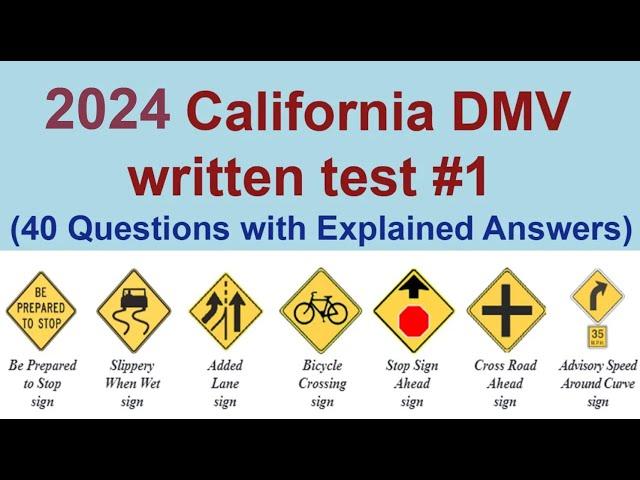 California DMV Written Test 2024 (40 Questions with Explained Answers) - CA DMV Written Test #1