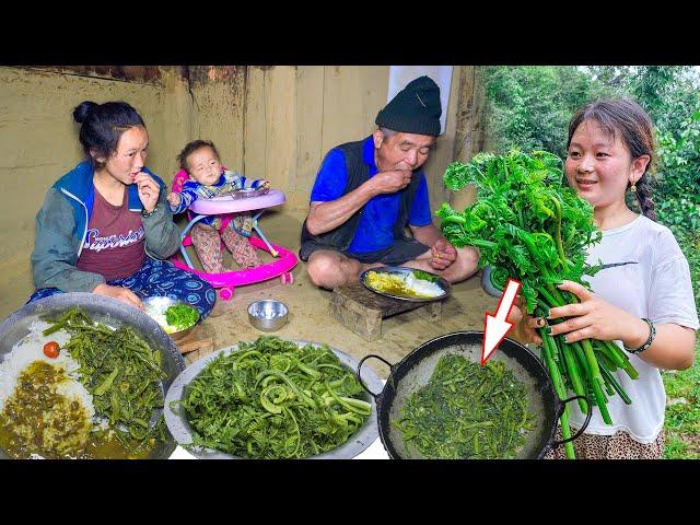 Green Fiddlehead Picking & Cooking Eating Village style || Nepali #Niguro Recipe | Village life vlog