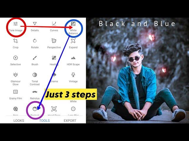 Snapseed - Just 3 steps Dark And Blue Effect edit easily ||Snapseed photo editing