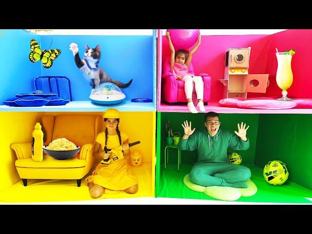 Nastya Mia and Artem Four Colors Playhouse Challenge and more funny stories for kids