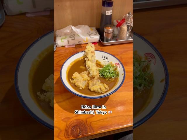 Incredibly delicious tempura curry udon in Shimbashi, Tokyo  called Udon Jinza!