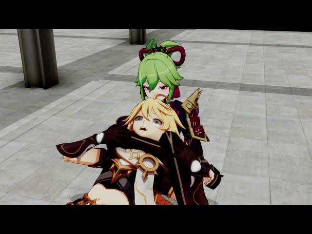 [MMD/Genshin Impact] Kuki's Headscissor and neck snap (full ver.)