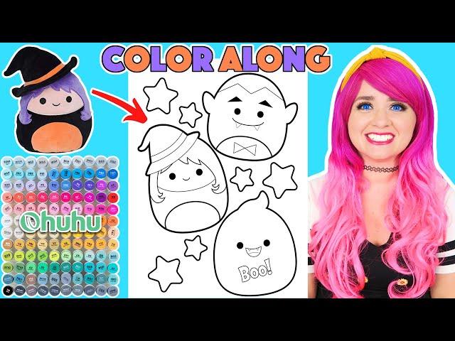 Color Squishmallows Halloween Witch, Ghost & Vampire Picture With Me | COLOR ALONG WITH KIMMI