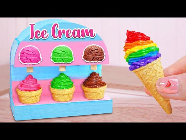 Rainbow Ice Cream  Fresh Miniature Ice Cream Machine Decorating | Mini Cakes Making Ice Cream Cone