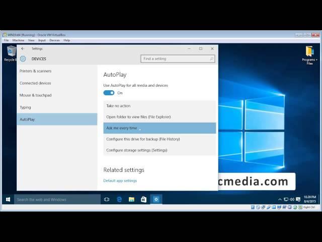 Setup AutoPlay on Windows 10