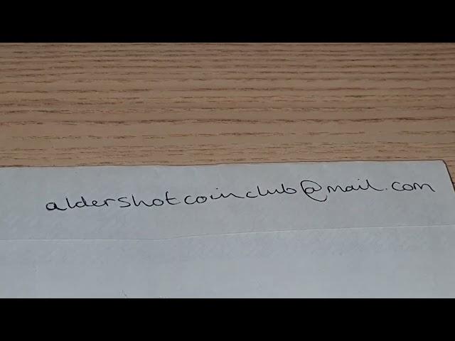 Aldershot coin club email has been set up