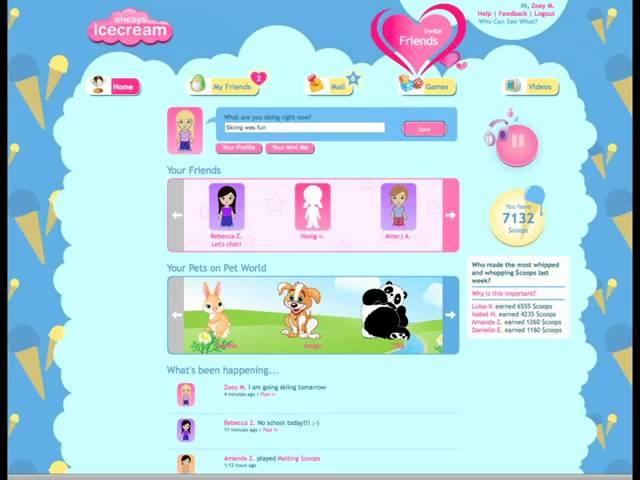 Always-Icecream: a fun, safe, and educational site for pre-teen girls