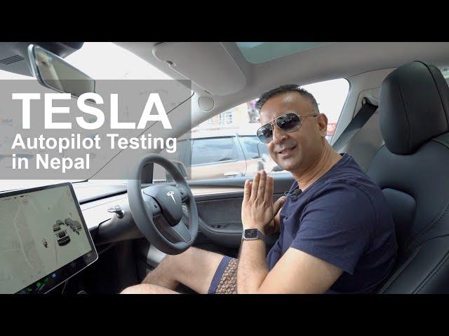 TESLA Autopilot in Nepali road | TESLA Model Y | बिजुली गाडि | Lokesh Oli