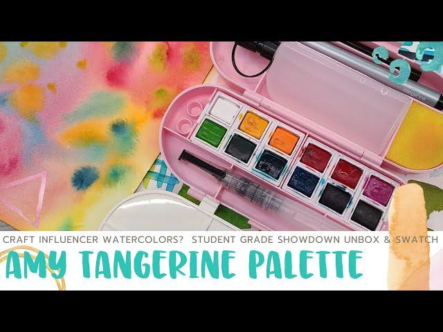 Amy Tangerine Watercolor Palette Unbox & Swatch- Student Grade Showdown