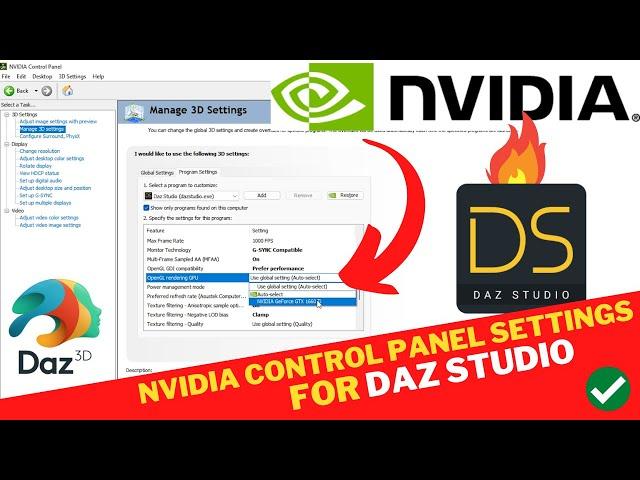 Best NVIDIA Control Panel Settings For DAZ Studio | Fix DAZ STUDIO Not USING GPU To Render 2023