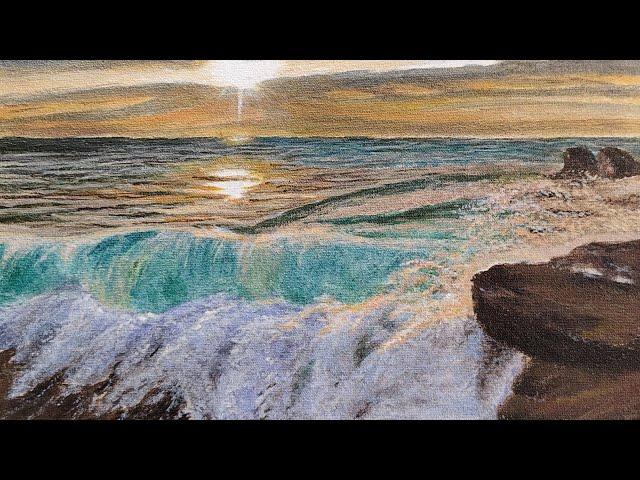 Painting a Realistic and Detailed Beach Wave Using Acrylic Paint, Painting Beach Seascape/Wave|EPS33