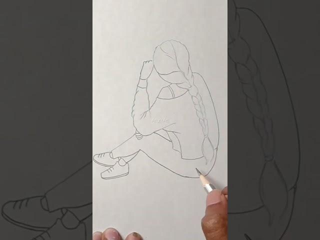 How to draw a easy sitting Girl / Girl Backside Drawing / Arun Easy Art