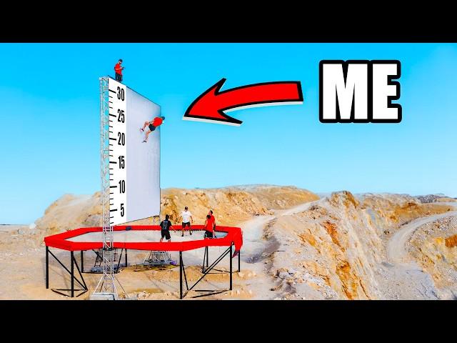 World's Highest Trampoline Wall Run