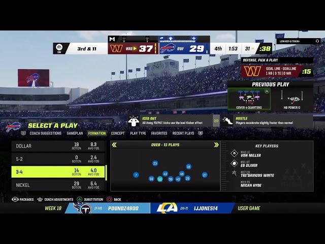 M23 Crumz Xtreme LG Season 9 Week 18 Bills vs Commanders