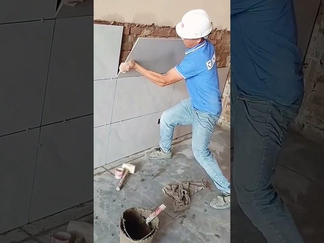 Tiling process of brick interior wall