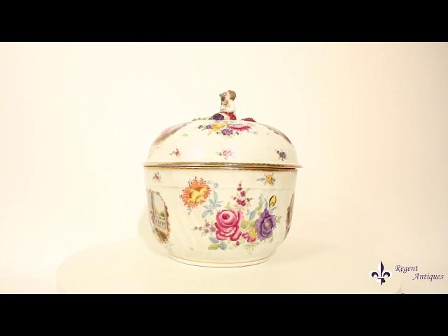 Magnificent Dresden Style Hand Painted Porcelain Tureen