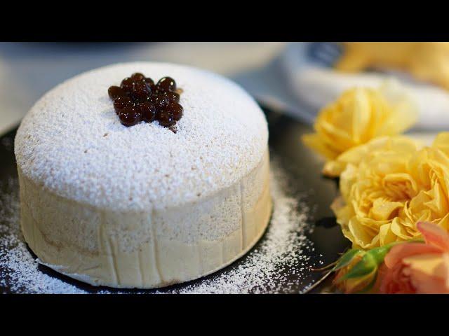 Earl Grey Japanese Cheesecake Recipe: Earl Grey Boba Milk Tea Japanese Cotton Cheesecake ASMR baking