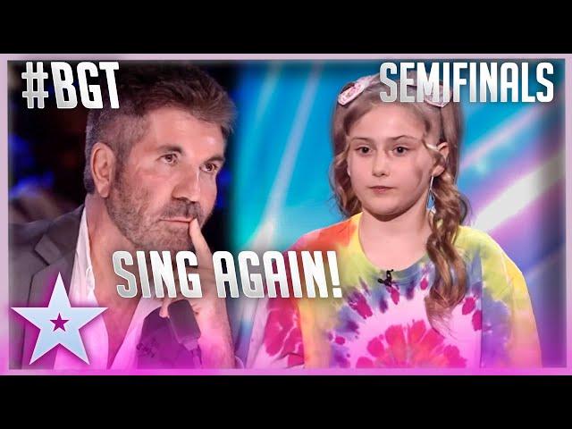 Immi Davis: Simon Cowell Asks 9 Year Old To Sing Again LIVE TV Without Music!| Semi Finals BGT 2022