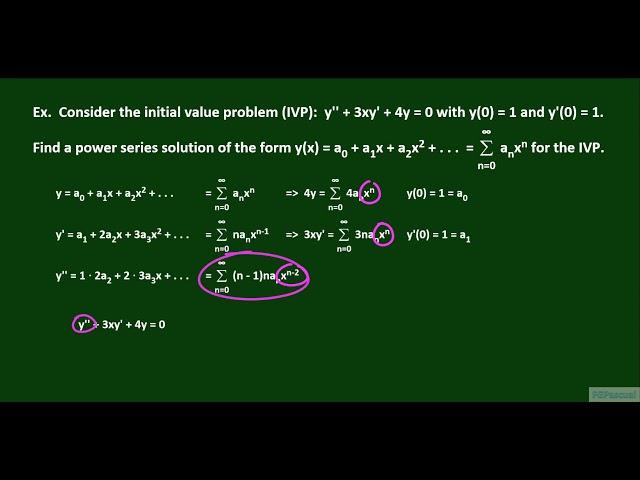 Power Series Solutions to Initial Value Problems 1   Recursion