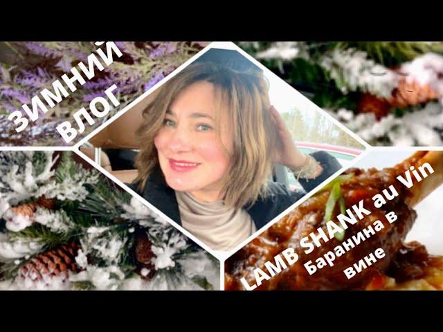 СНЕГОПАД ️ БАРАНЬИ ГОЛЕНИ В ВИННОМ СОУСЕ.  BRAISED LAMB SHANK  AU VIN. ДОМАШНИЙ ДЕКОР В TJMaxx