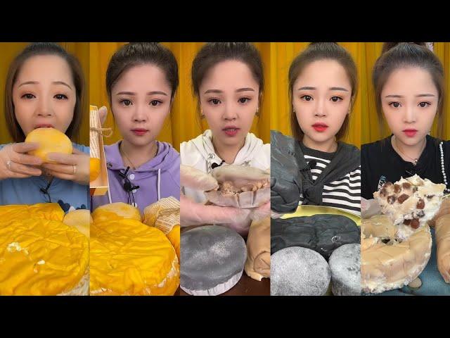 CHINESE MUKBANG SWEET FOOD(YELLOW CUSTARD,MOCHI,ROLL LAYER,CAKE LAYER)@Bingxin666Mukbang EATING SHOW