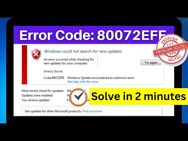 FIXED: Windows 7 Update Error 80072EFE in 2024