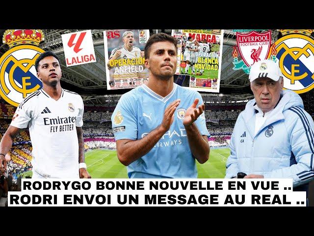  RODRI PRÊT À ÉCOUTER LE REAL .. / RODRYGO BONNE NOUVELLE EN VUE .. / LE REAL DÉMARRE UN SPRINT 