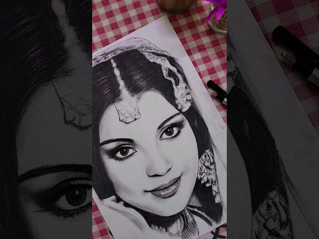 My old sketch, beautiful Zeenat Aman ️ #shorts #shortsindiayoutube #ytshorts #art #zeenataman