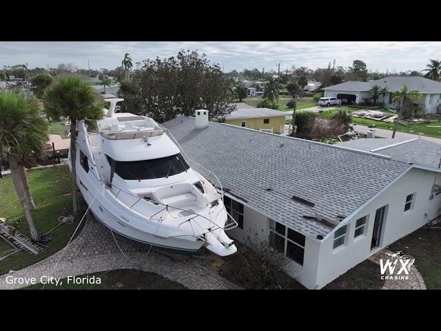 Hurricane Milton devastates the Manasota Key and Grove City, Florida - Drone