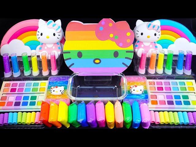 Kitty Rainbow Slime Mixing Random things into slime #ASMR #Satisfying #slimevideo #Makeupslime