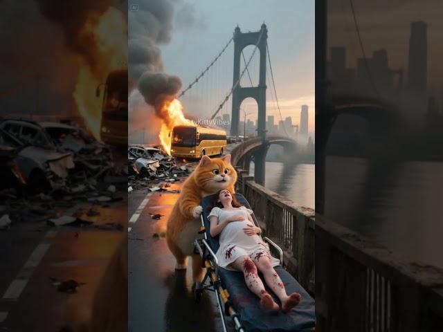 Orange Cat Saved a Pregnant Woman. #cat #catcooking #funnycats #midjourney #catai #catlovers #shorts
