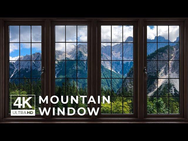 4K Mountain window view - Relaxing, Calming, Ambience