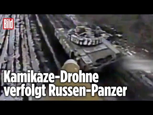 Ukraine-Krieg: Drohne zerstört Russen-Panzer im Sturzflug