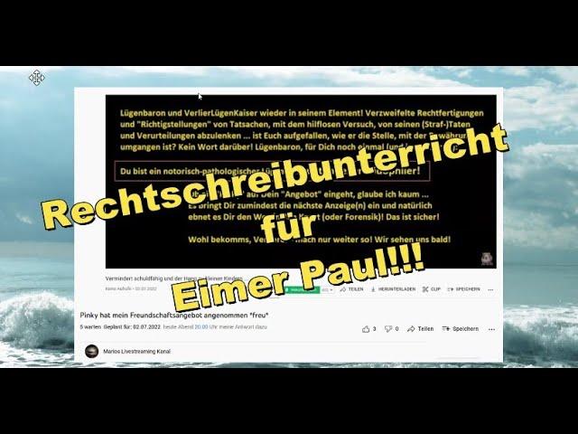 SKIPPER NEWS: Skippy erteilt dem Eimer-Paul Rechtschreibunterricht.