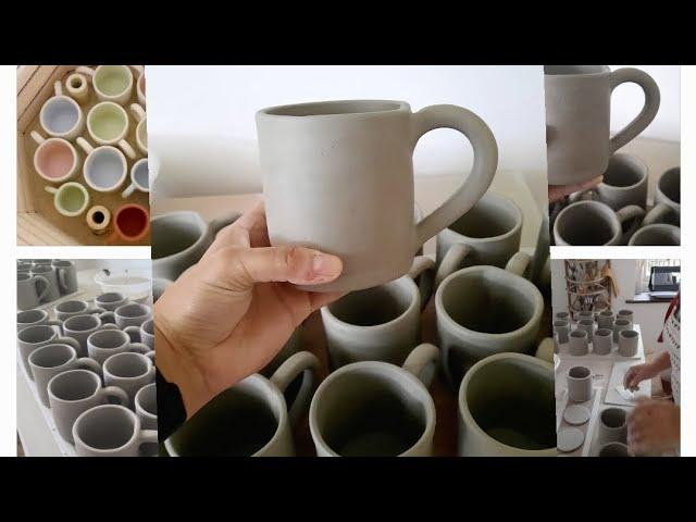 How I make mugs for a bulk order.  #handmade #homestudio #pottery #bluebirdpotteryjps #ceramic