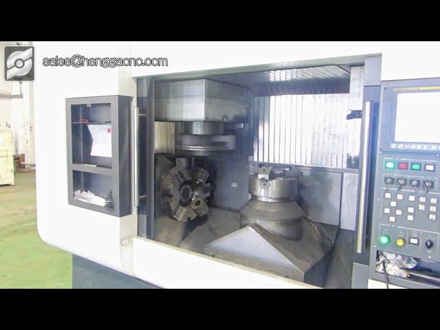 Double spindle brake disc vertical lathe, Rough and finish machining of brake discs.
