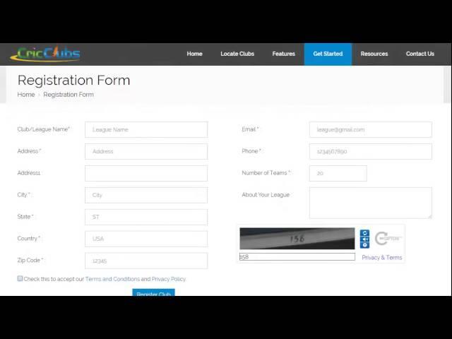 CricClubs Demo 01 - Registering your League