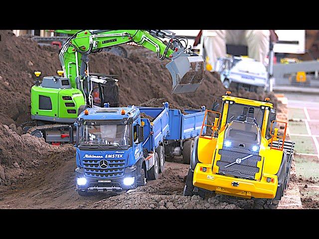 RC Construction Site Fantastic RC Trucks Excavators Wheel Loader Dozer Roller Digger in Action