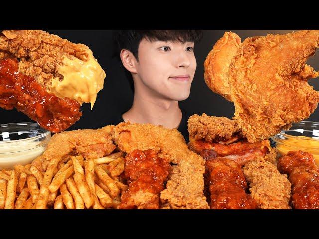 ASMR MUKBANG KFC BEST FRIED CHICKEN & CHICKEN BURGER & FRENCH FRIES EATING SOUNDS