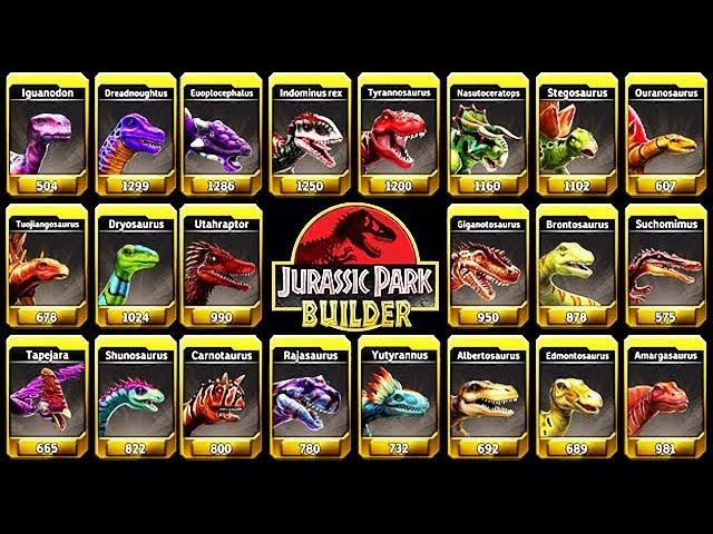 ALL MAX LEVEL 40 DINOSAURS (JURASSIC PARK BUILDER)