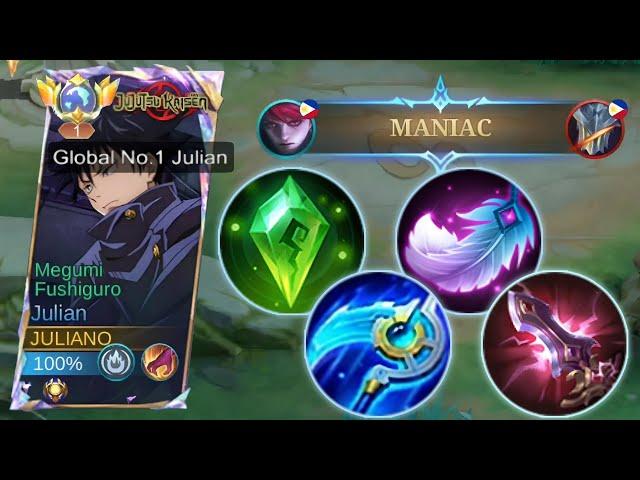 MANIAC! JULIAN INSANE DAMAGE BUILD 2024! (julian best build 2024) - Mobile Legends