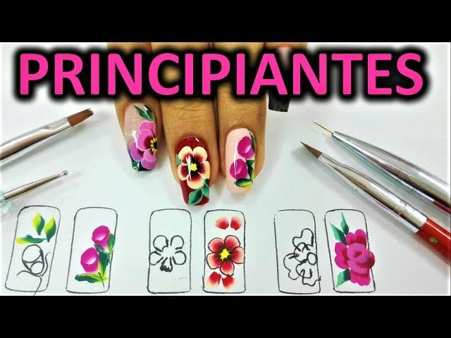 dibujar 5 pinceladas en tus uñas - como pintar flores pinceladas - pincelada para principiantes