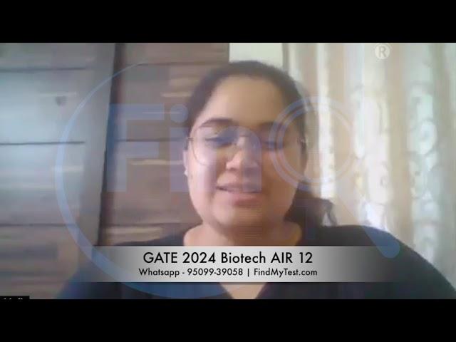 GATE #biotechnology Topper 2024 AIR 12 Review for FindMyTest BT Mock Test Series and Video Lectures